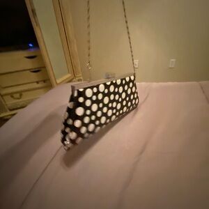 Polka Dot Clutch Bag - Black and White